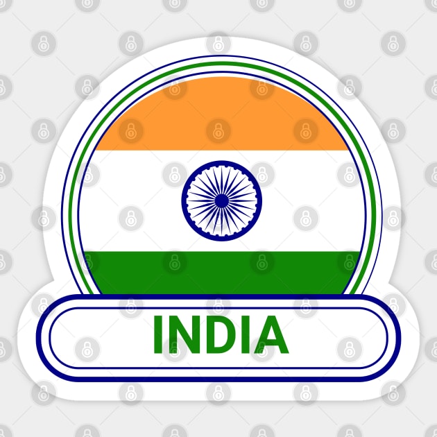 India Country Badge - India Flag Sticker by Yesteeyear